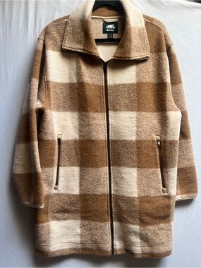 Roots Buffalo Plaid Wool Blend Zip-Up Jacket Sz XL